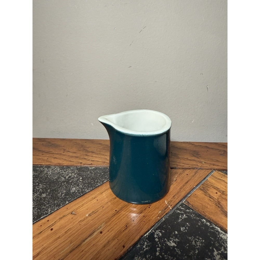 Vintage Hall Ceramic 2.5" Dark Emerald Green Creamer Pitcher Made in USA